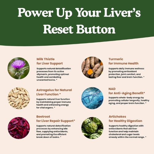 Liver Detox Cardo Mariano Diente de Leon Nad Nac Ala Tudca Glutation Berberina 20 en 1 240 Capsulas Microingredients