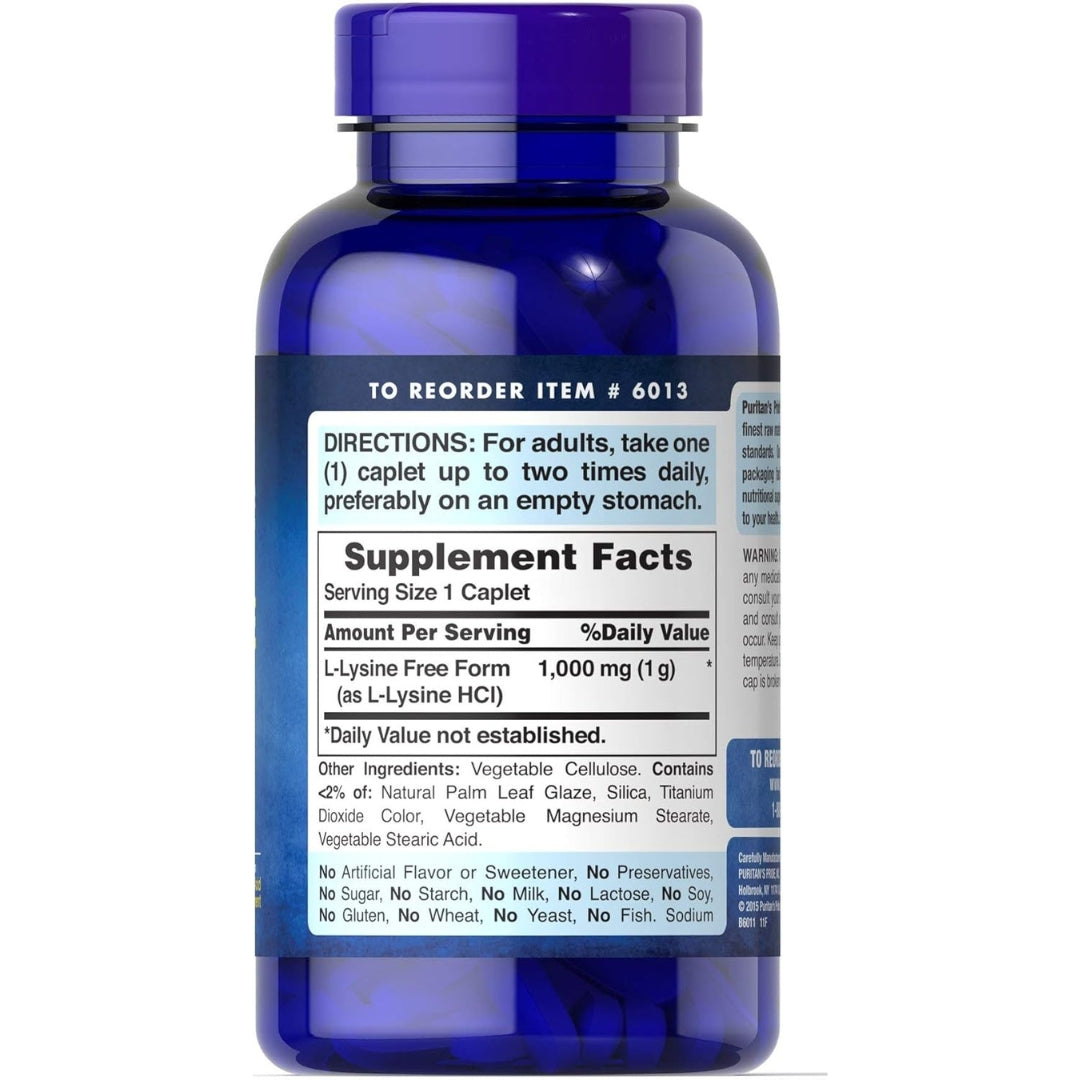 L lysina 1000 mg 60 Cápsulas Puritans