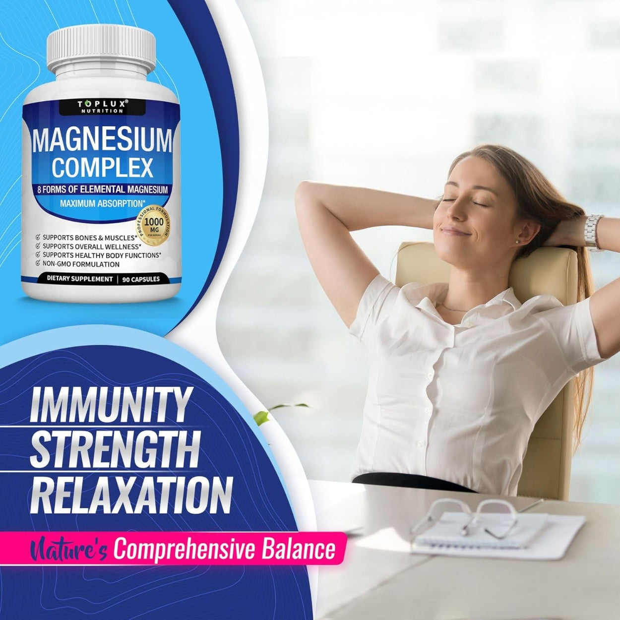 Magnesio Complex 90 Capsulas Toplux Nutrition
