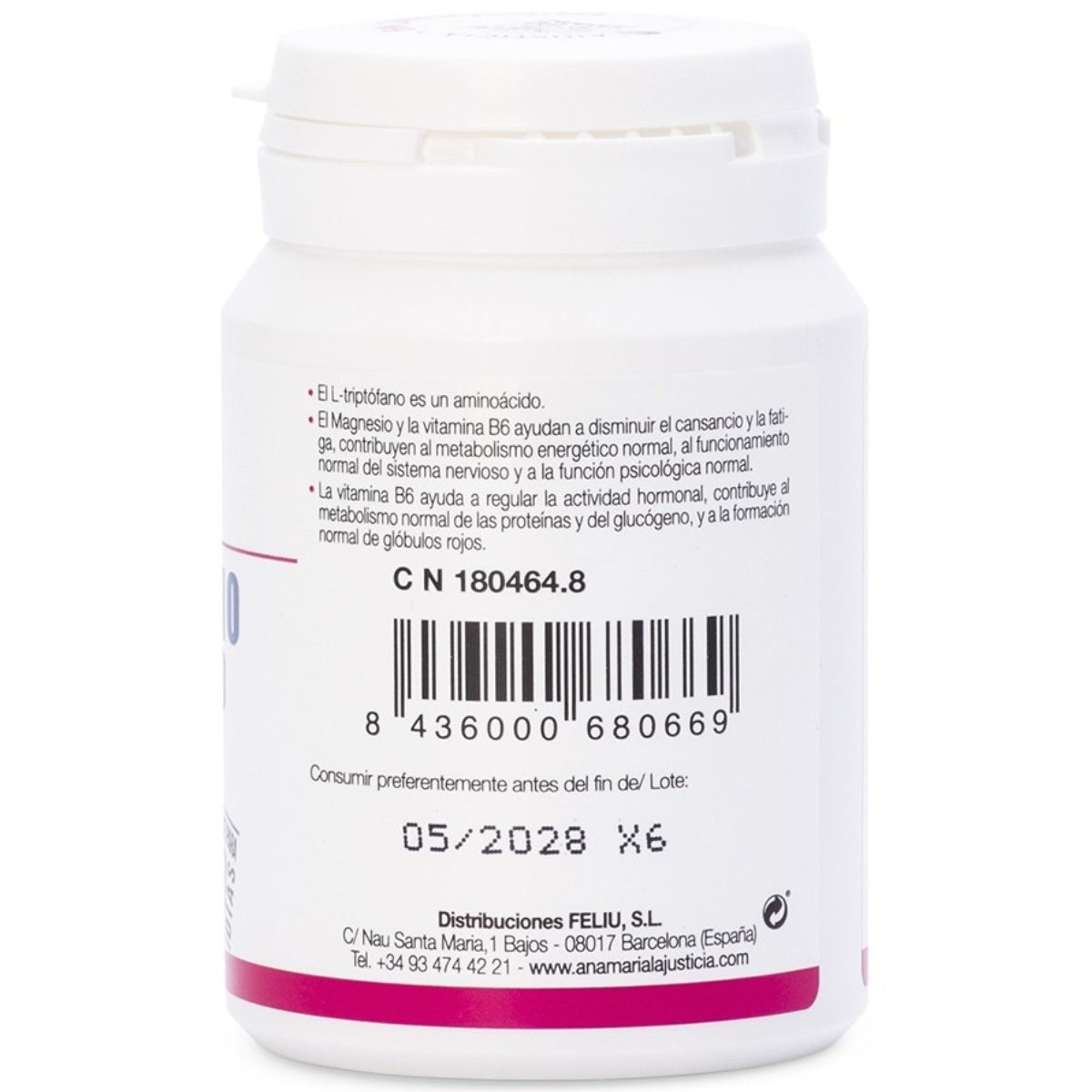 Triptofano Con Magnesio Vitamina B6 60 Comprimidos Ana Maria La Justicia