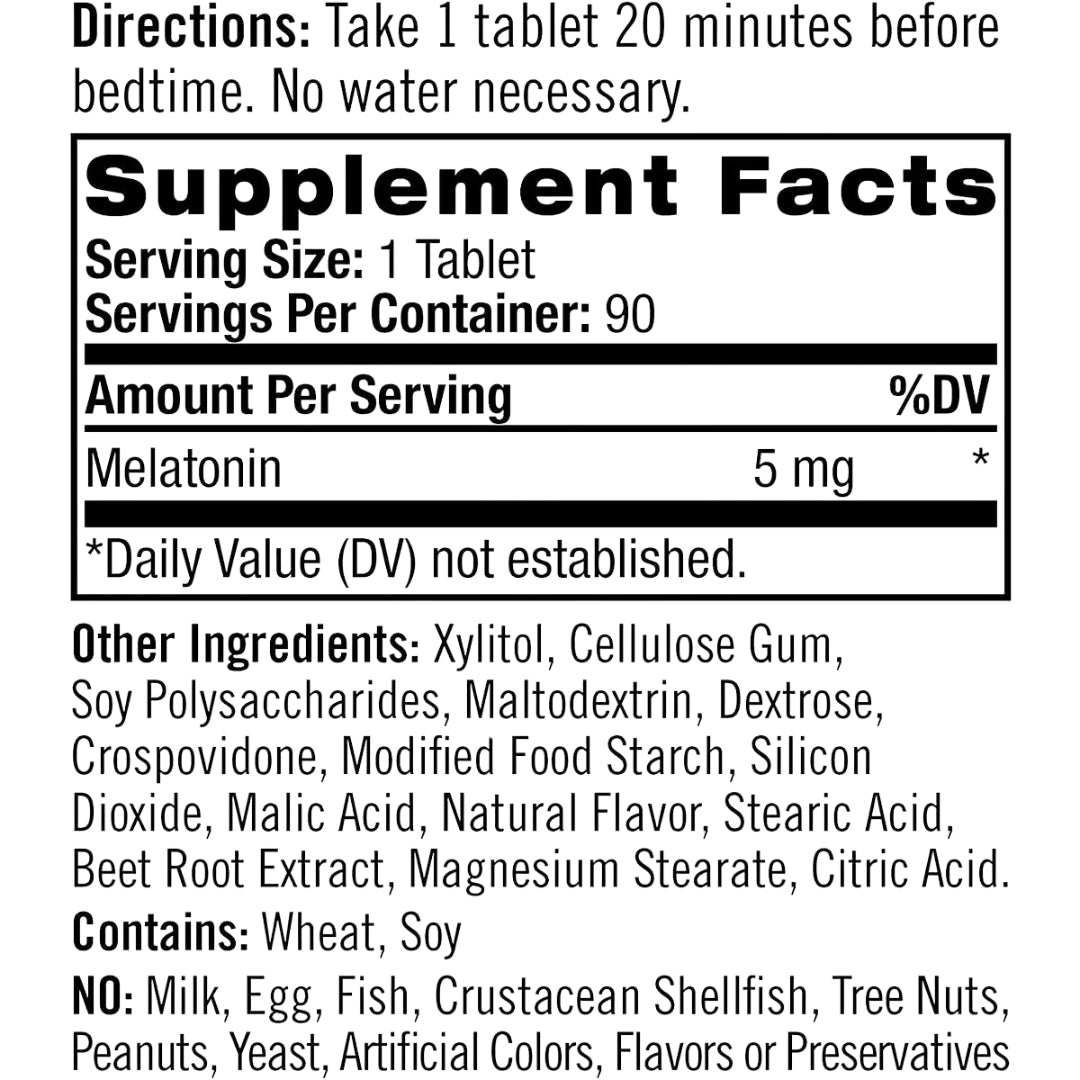 Melatonina Comprimidos 5 Mg 90 Tabletas Natrol