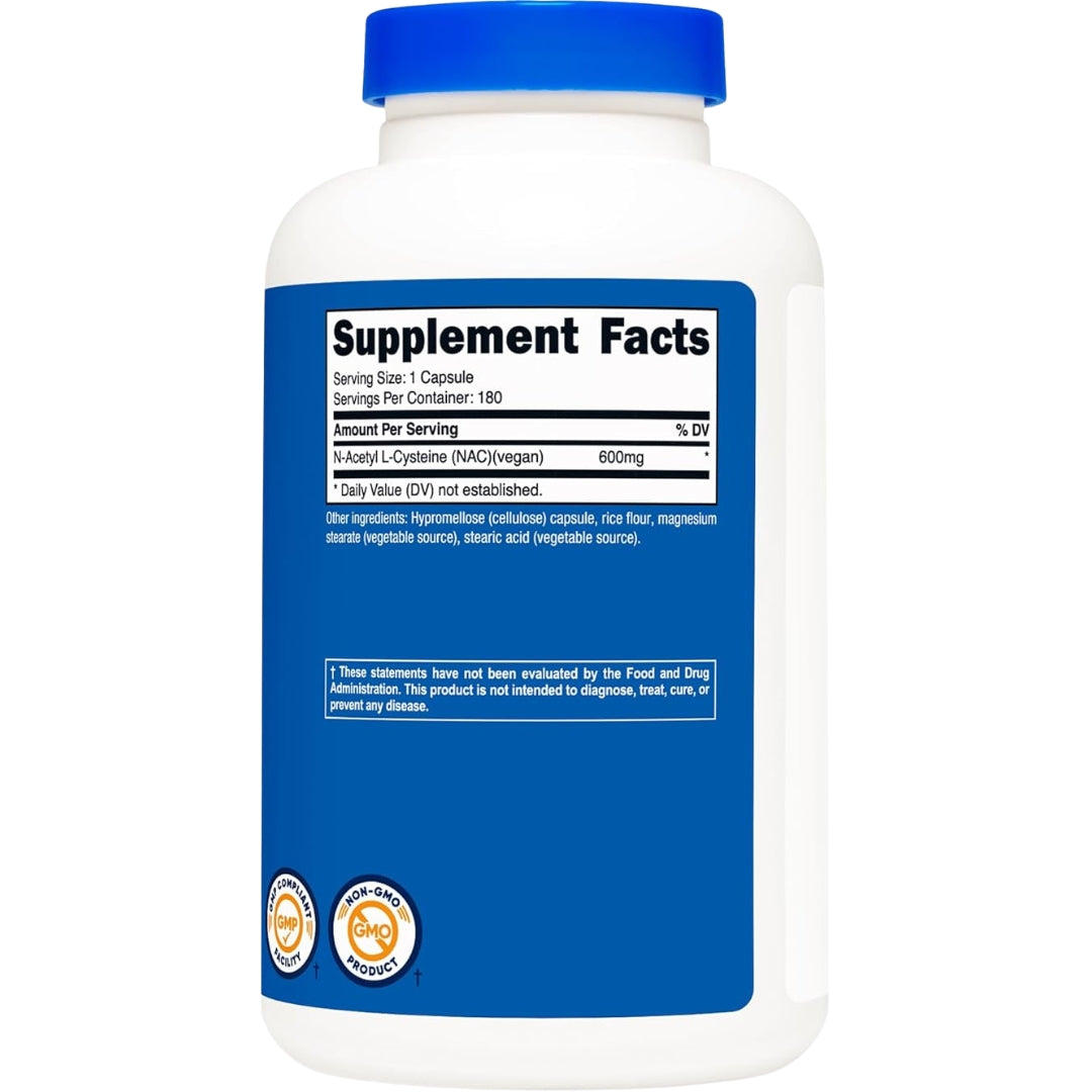 Nac 600 Mg 180 Capsulas Nutricost