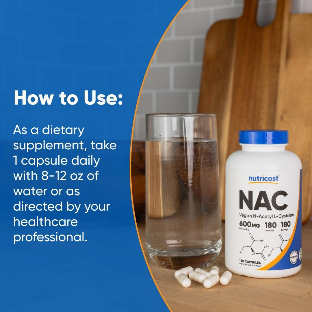 Nac 600 Mg 180 Capsulas Nutricost