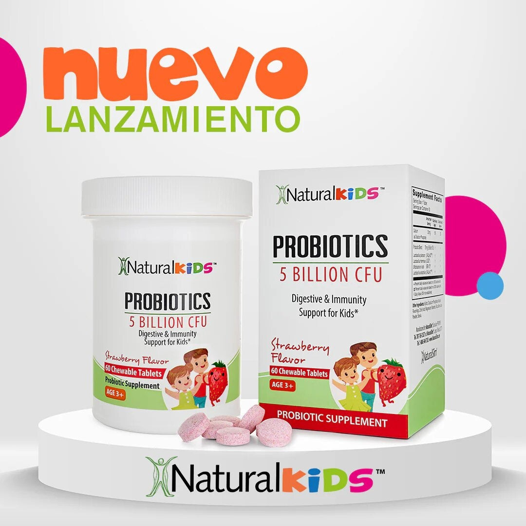 Probioticos Para Niños 5 Billones CFU 60 Tabletas Masticables Natural Slim