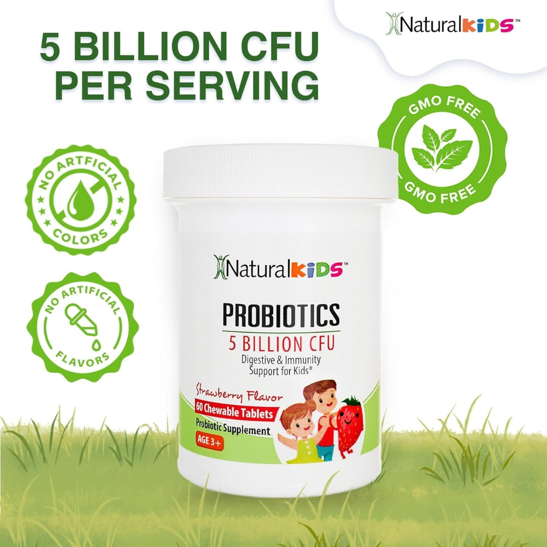 Probioticos Para Niños 5 Billones CFU 60 Tabletas Masticables Natural Slim