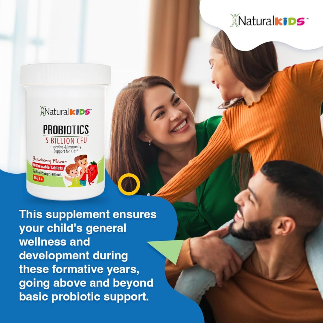 Probioticos Para Niños 5 Billones CFU 60 Tabletas Masticables Natural Slim