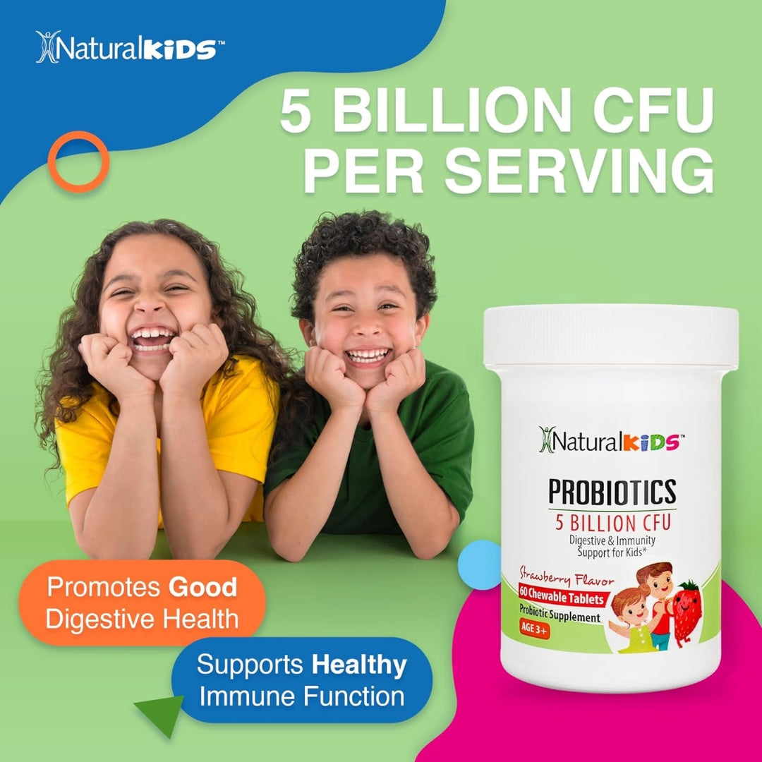 Probioticos Para Niños 5 Billones CFU 60 Tabletas Masticables Natural Slim