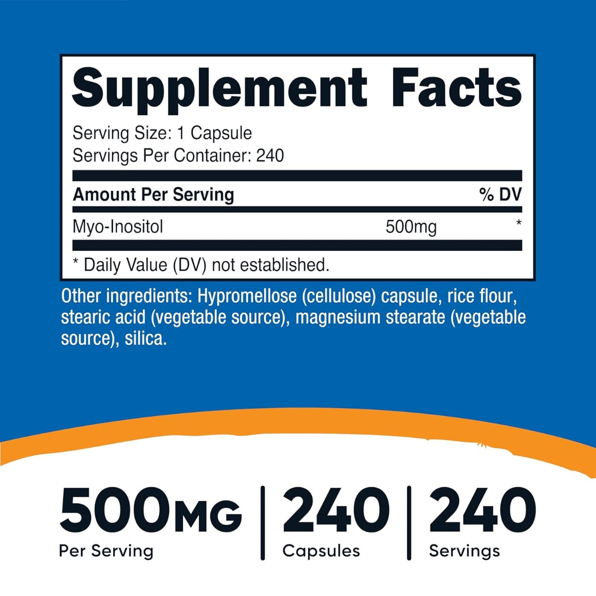 Inositol 500 Mg 240 Capsulas Nutricost