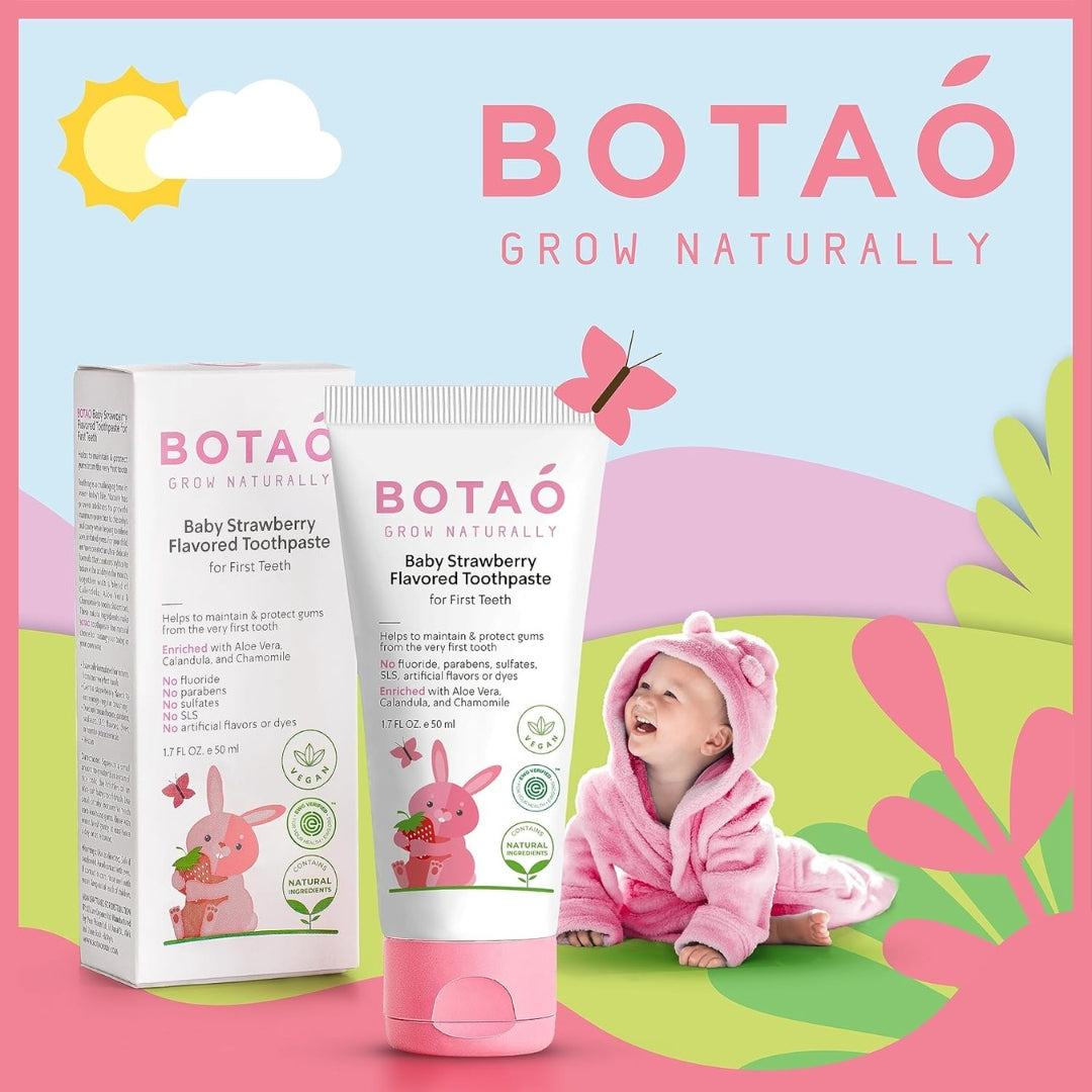 Pasta De Dientes Baby Strawberry Toothpaste Sin Fluor 50 Ml Botao