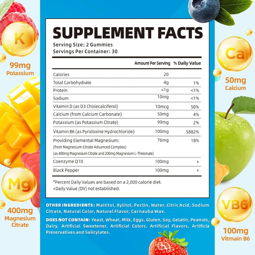 Potasio y Magnesio 8en1 Sin Azucar 60 Gomitas Softbear
