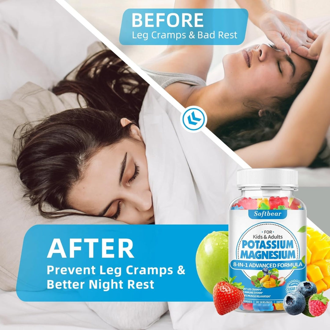 Potasio y Magnesio 8en1 Sin Azucar 60 Gomitas Softbear