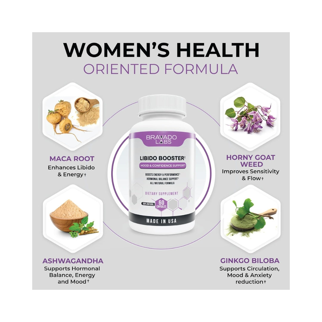 Potenciador De Libido Femenina 60 Capsulas Bravado Labs