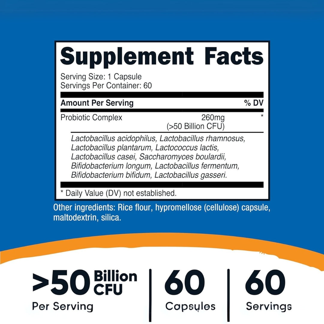 Probióticos 50 Billones Ufc 60 Capsulas Nutricost