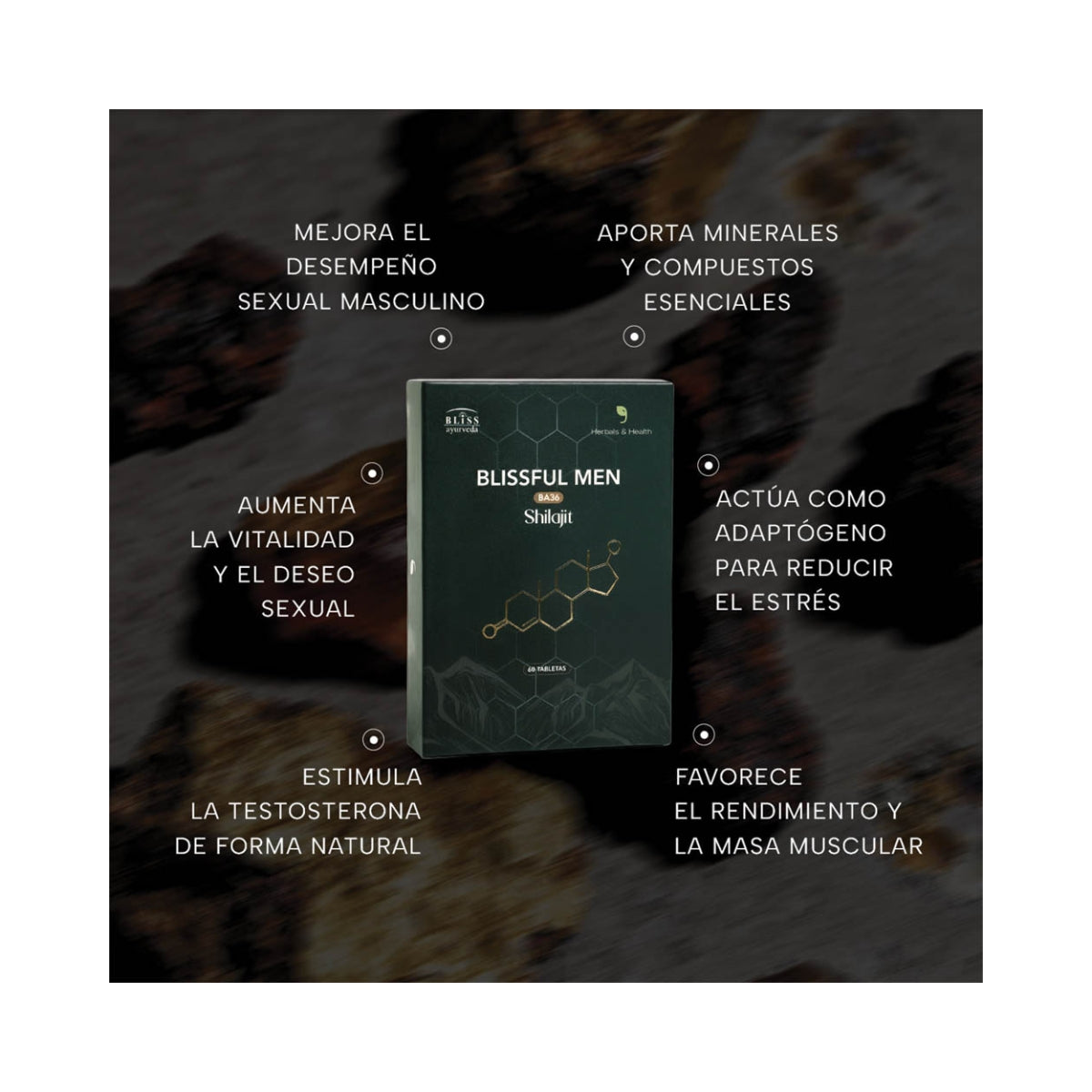 Blissful Men Shilajit 60 Tabletas Herbals & Health