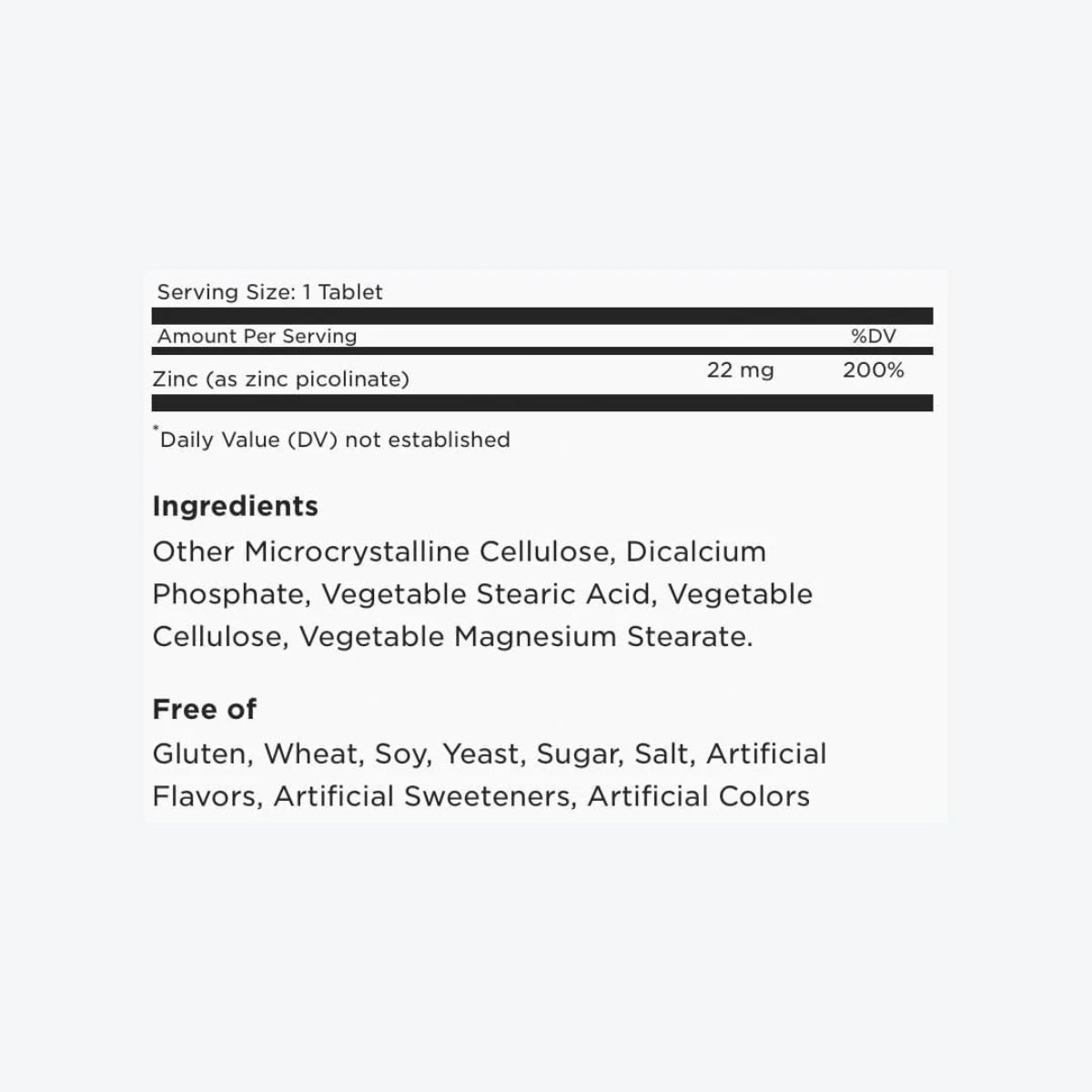 Zinc Picolinate 22 Mg 100 Tabletas Solgar