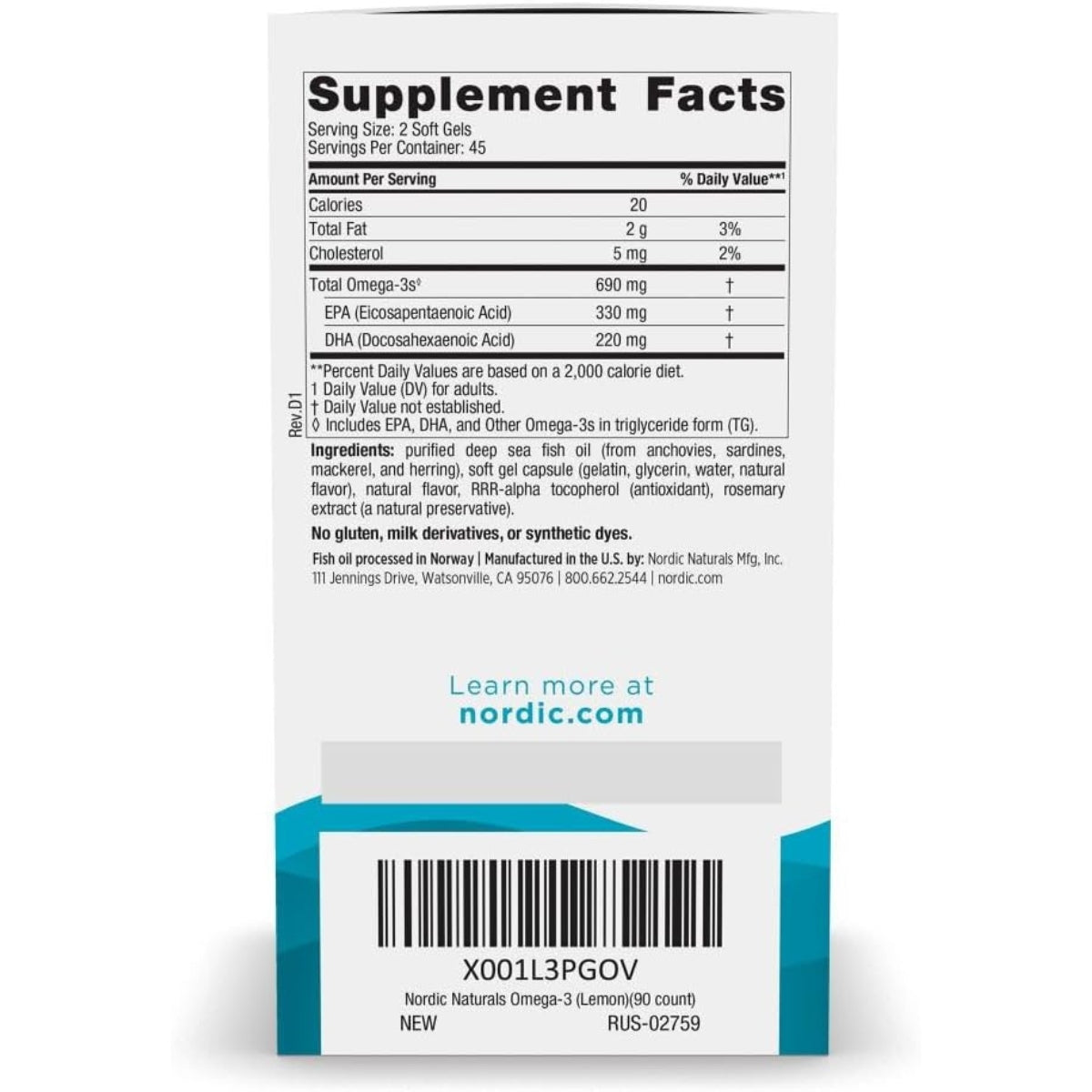 Omega 3 690 Mg 90 Capsulas Nordic Naturals