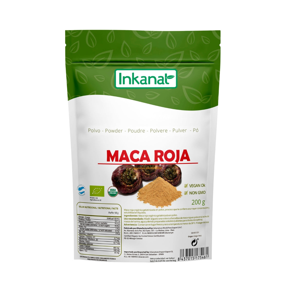 Maca Roja Gelatinizada En Polvo 200 Gr Inkanat