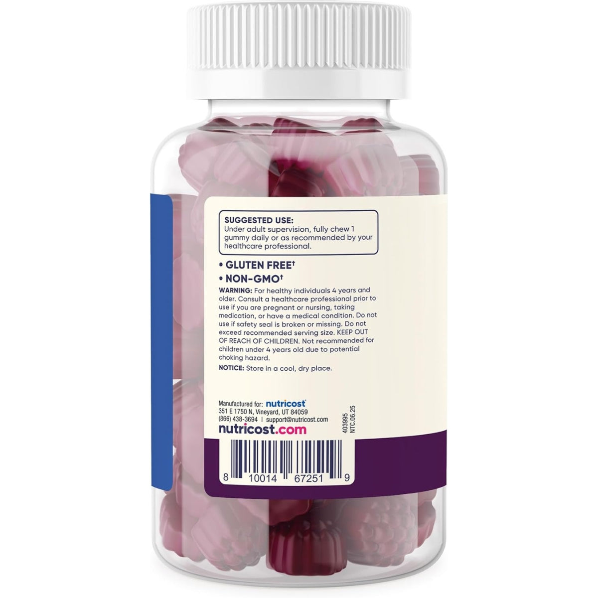 Vitamina D3 Kids 2500 IU 120 Gomitas Nutricost