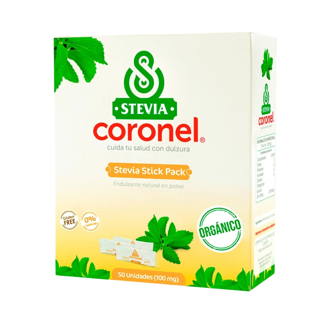 Stevia Pura En Polvo Organica 50 Stick Pack Coronel