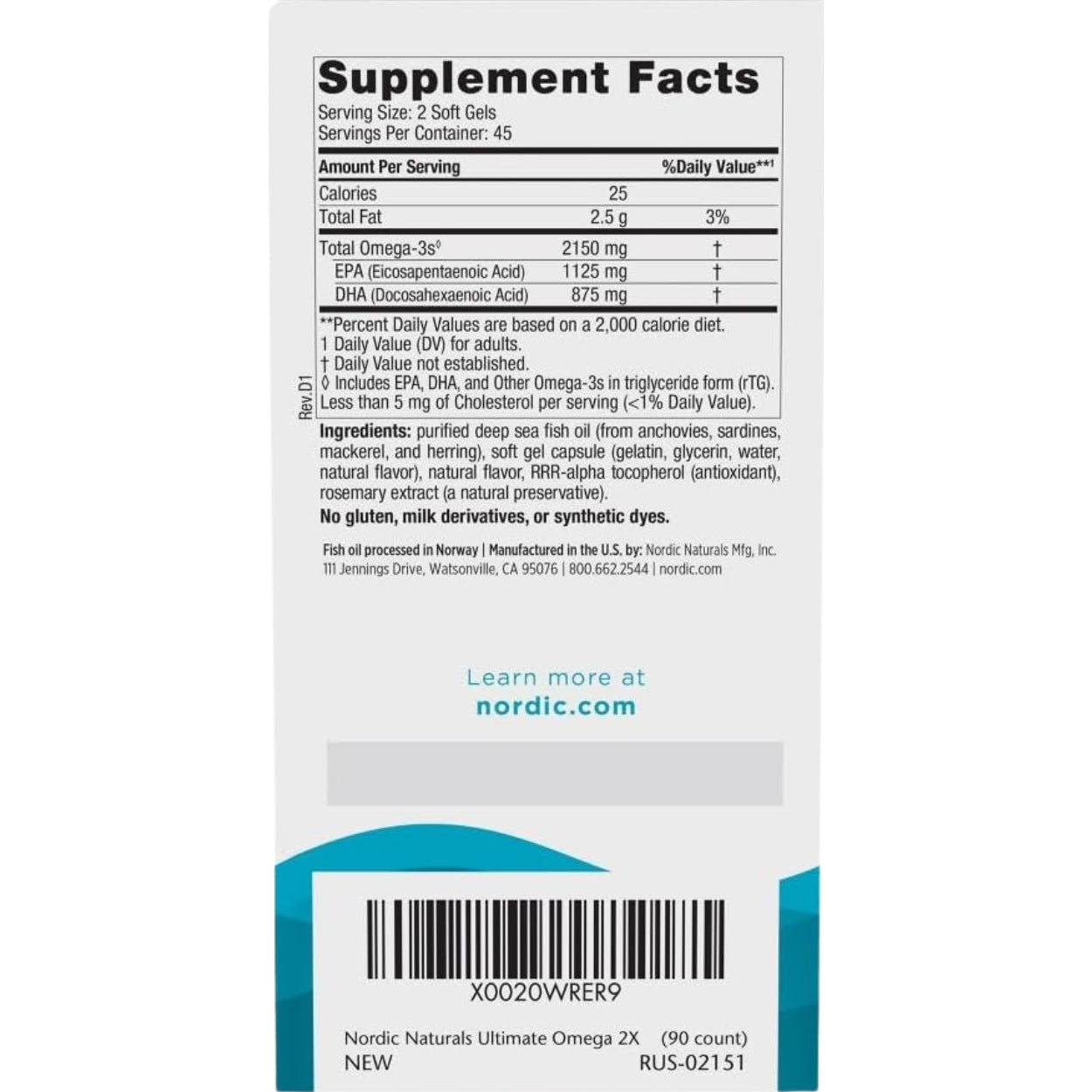 Ultimate Omega 2X 60 Capsulas Nordic Naturals