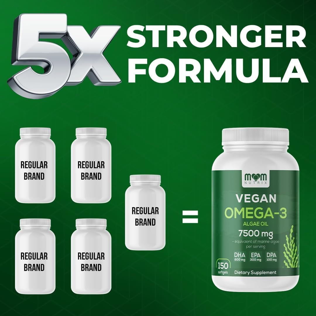 Vegan Omega 3 Algae Oil 7500 Mg 150 Softgels Mom Nutrix
