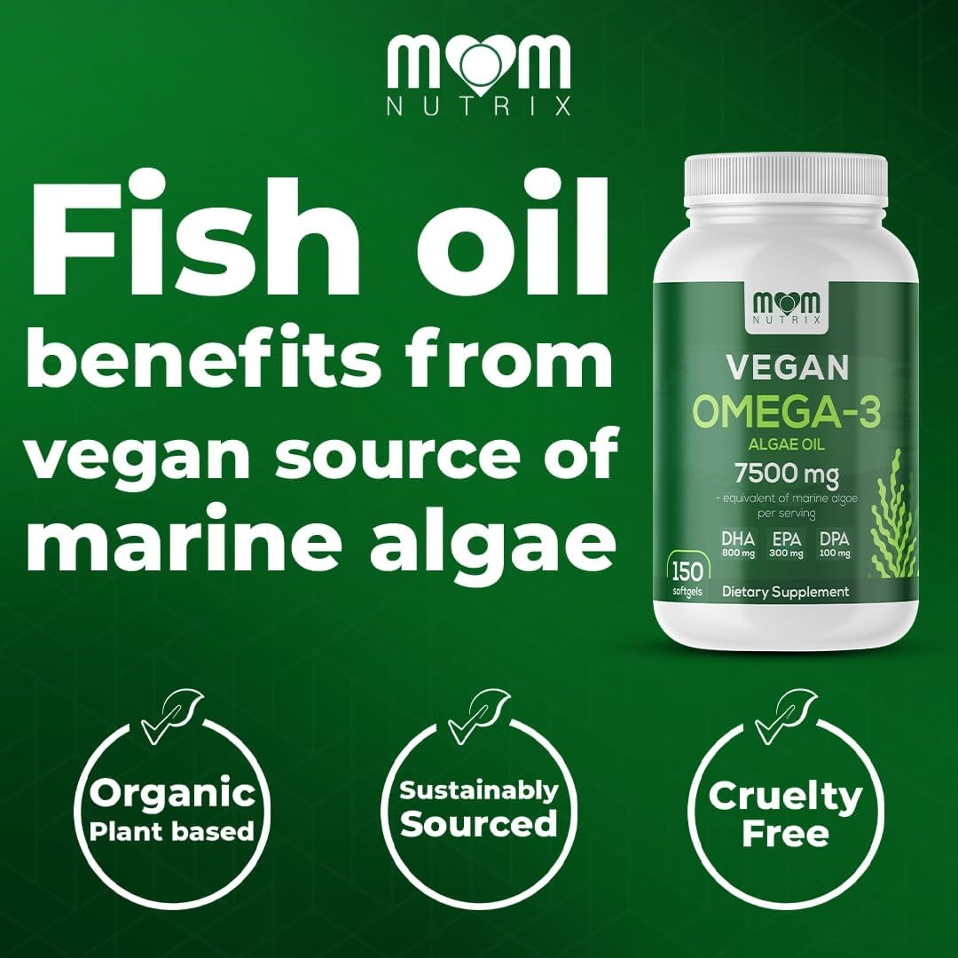 Vegan Omega 3 Algae Oil 7500 Mg 150 Softgels Mom Nutrix