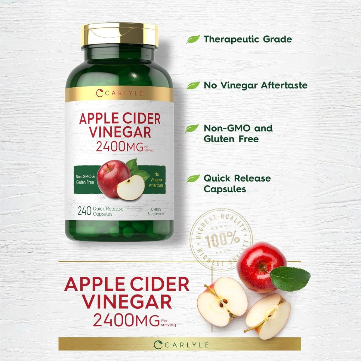 Vinagre De Manzana 2400 Mg Capsulas Carlyle