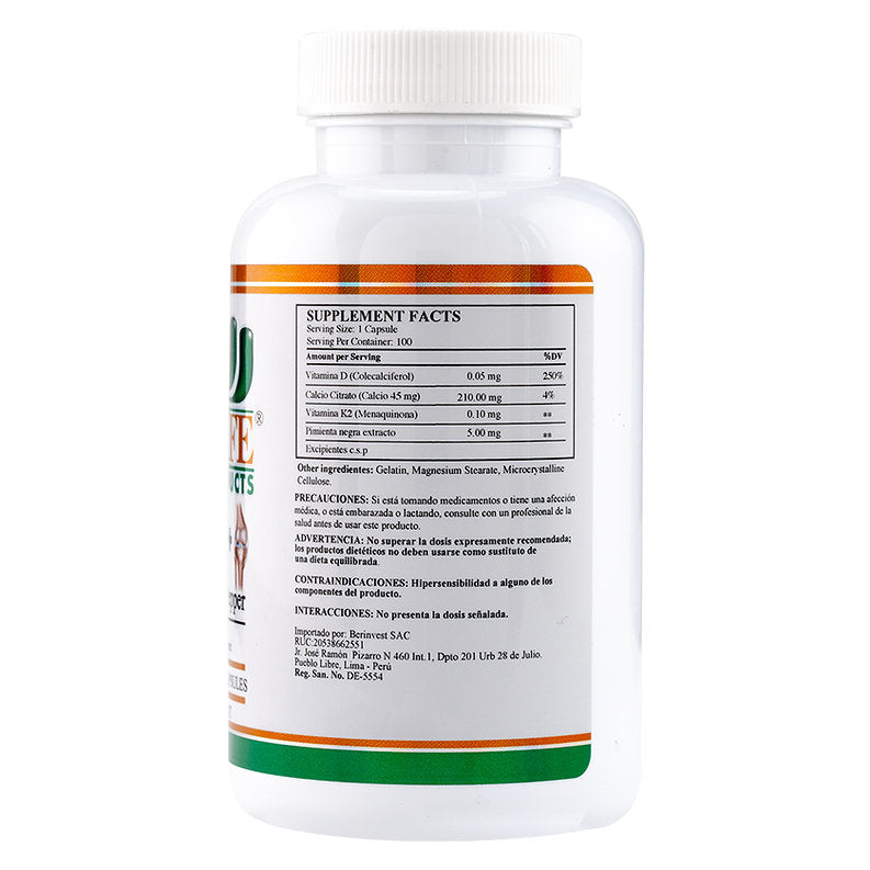 Vitamin D3 Mas K2 100 Capsulas Xtralife
