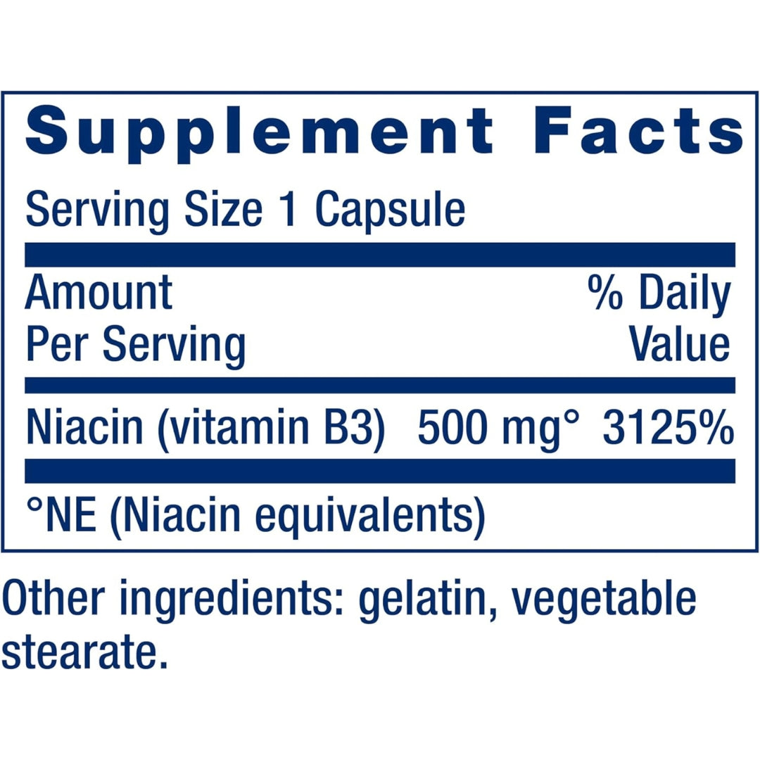 Vitamina B3 Y Niacina 500 Mg 100 Capsulas Life Extension