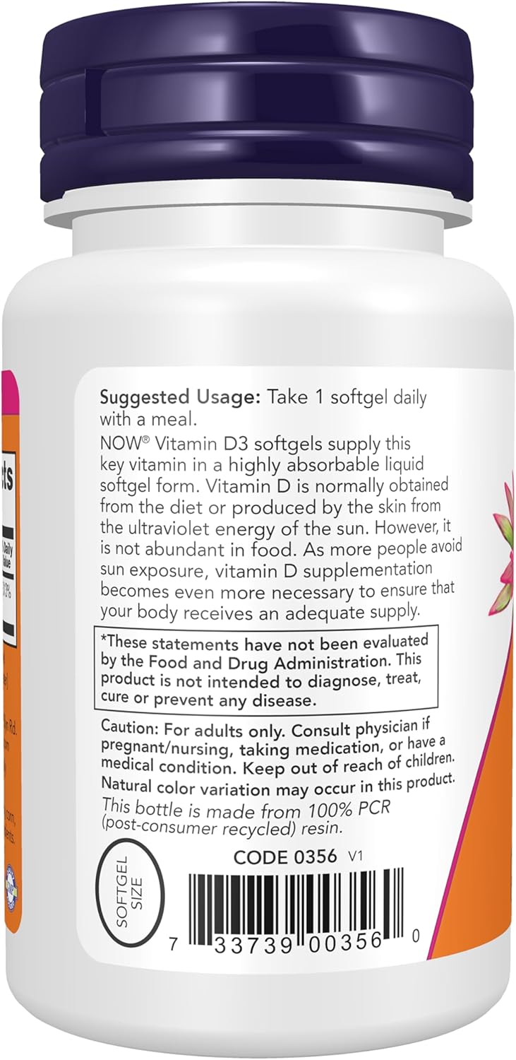 Vitamina D3 2500 IU 180 Softgels Now