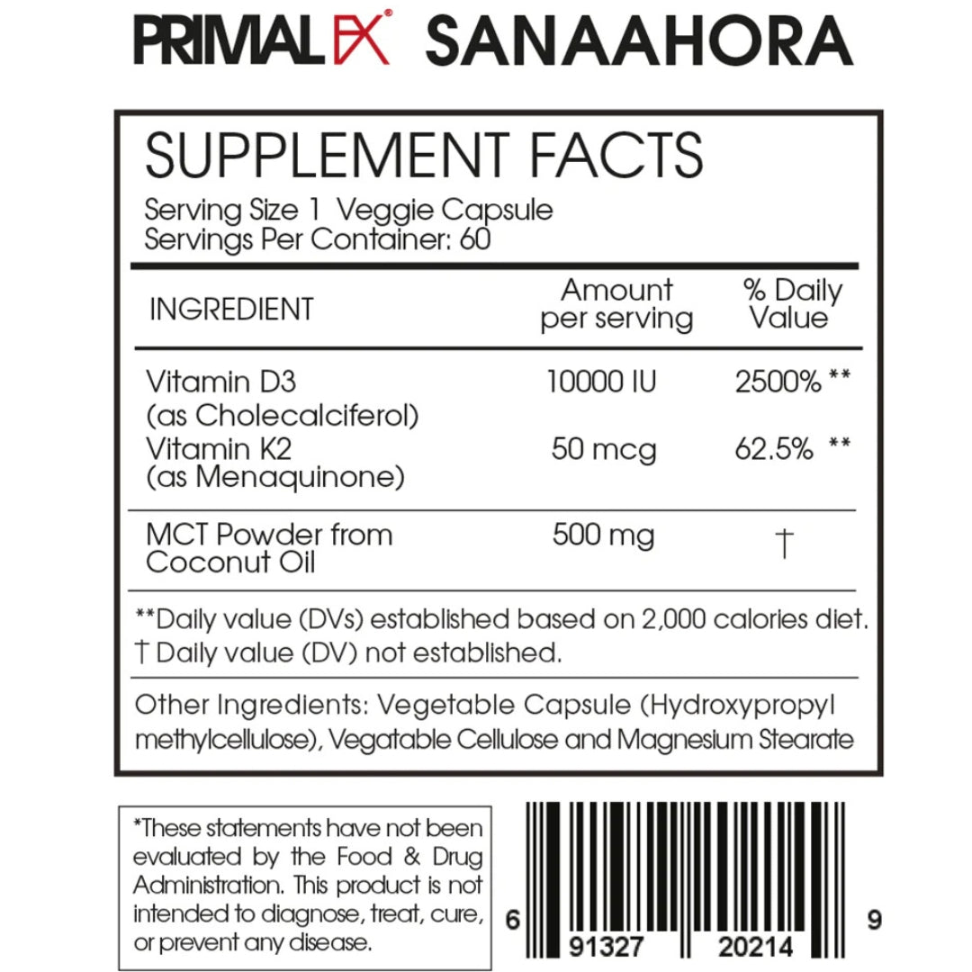 Vitamina D3 Mk4 60 Capsulas Primal Fx