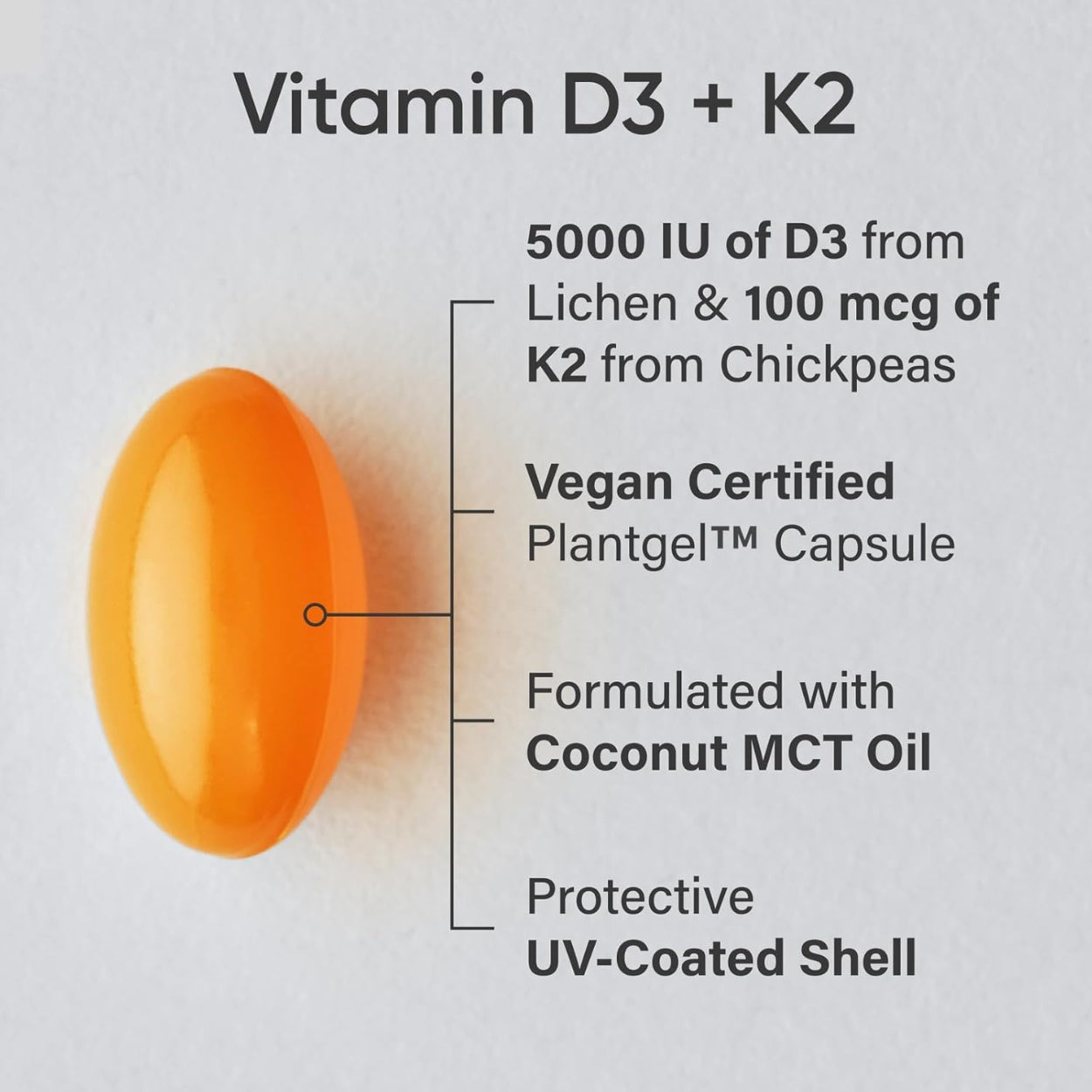 Vitamina D3 y K2 5000 IU Softgels Sports Research
