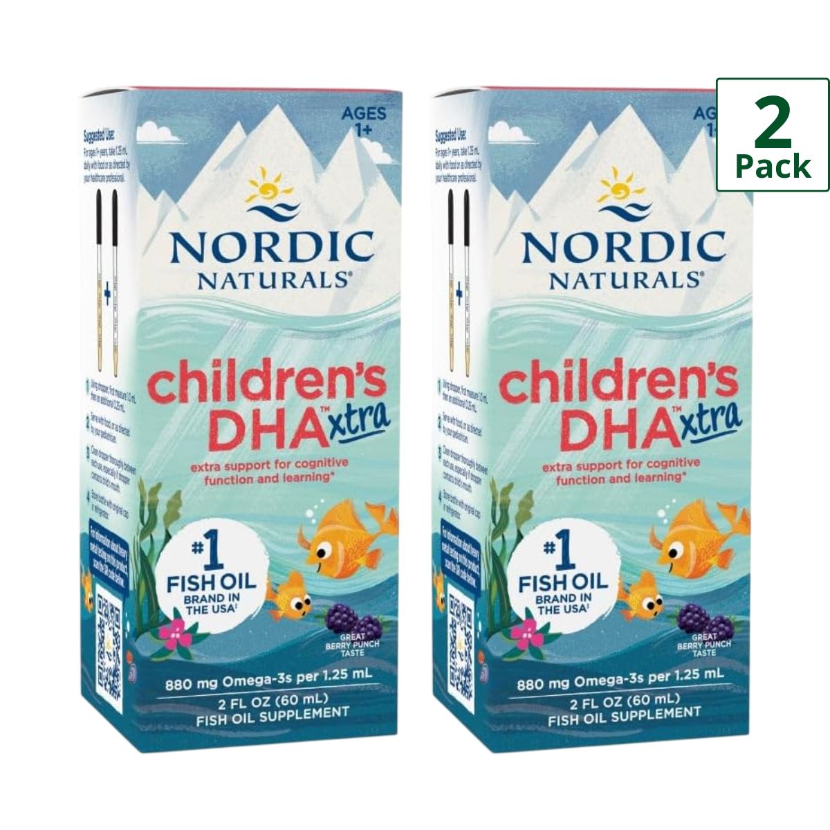 Nordic Naturals DHA Xtra para Niños 60 ml | Omega-3 EPA + DHA (Paquete de 2)