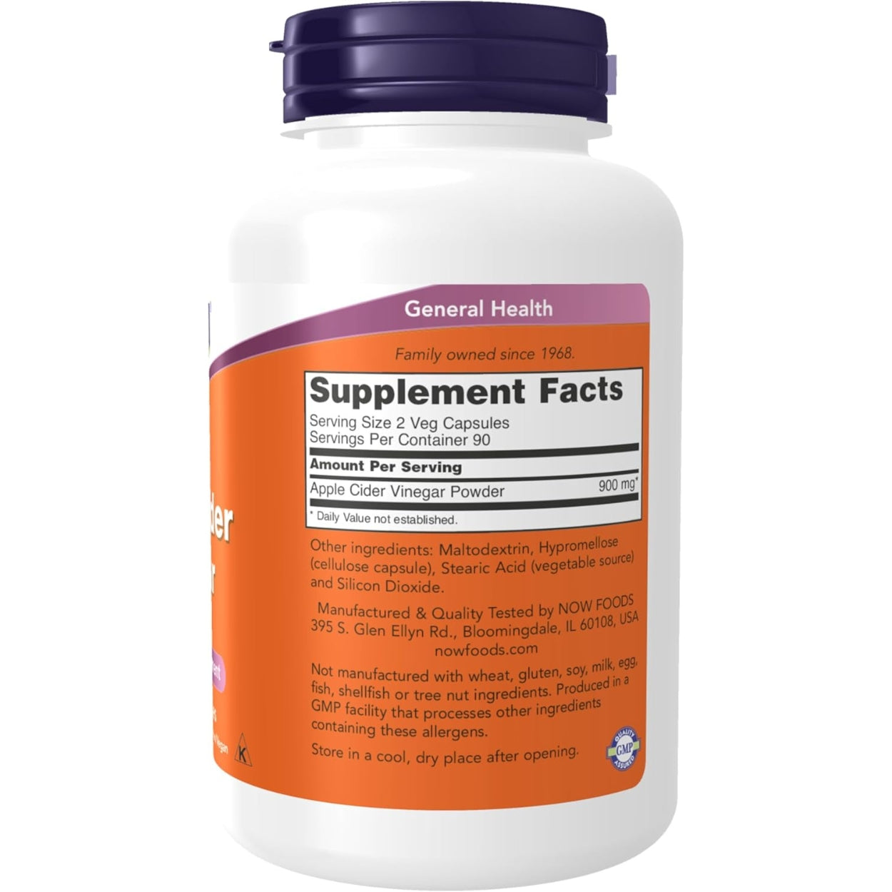 Vinagre De Manzana 450 Gr 180 Capsulas Now