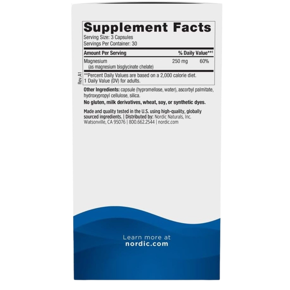 Glicinato de Magnesio 250 Mg 90 Capsulas Nordic Naturals