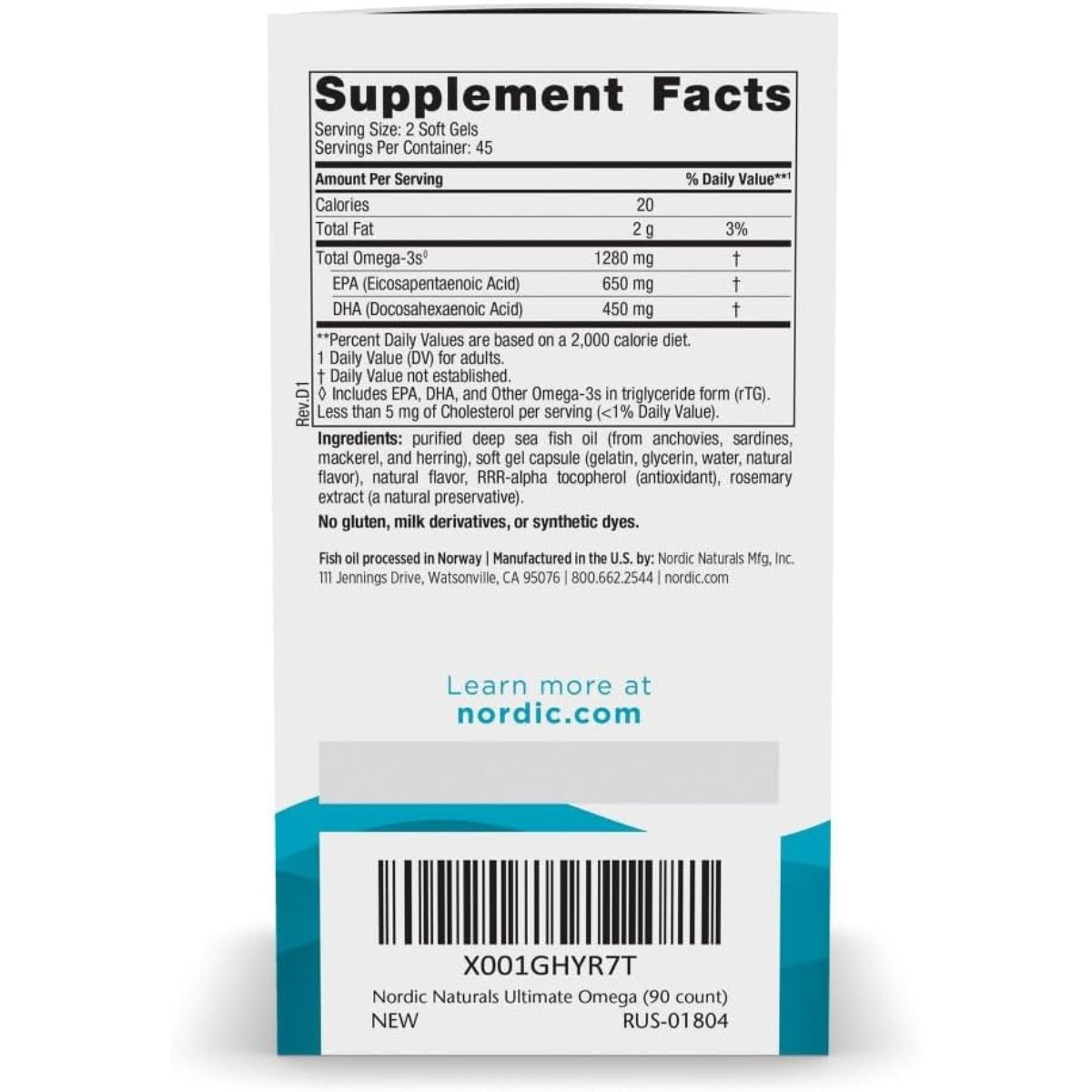 Ultimate Omega 1280 Mg 90 Capsulas Nordic Naturals