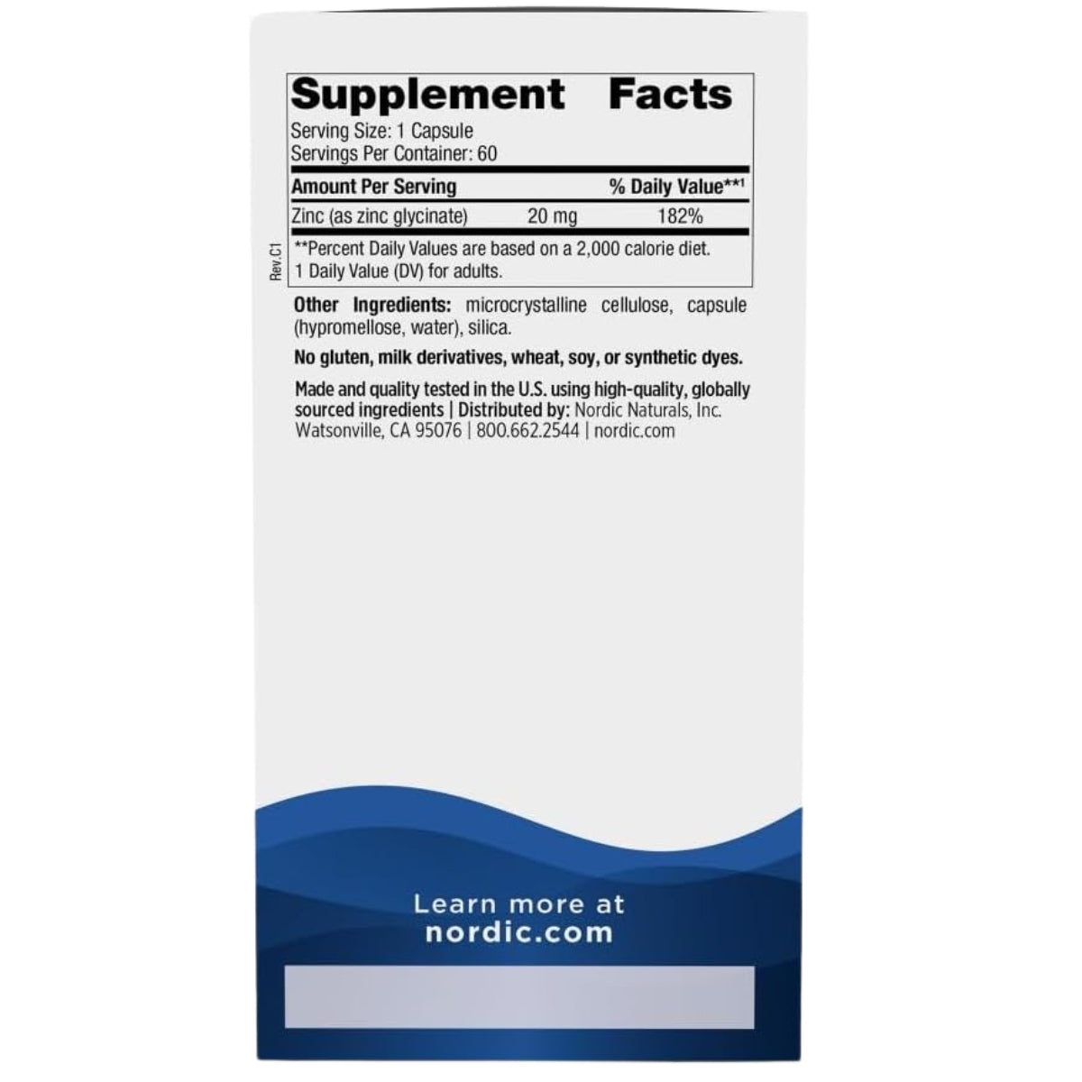 Zinc Glycinate 20 Mg 60 Capsulas Nordic Naturals