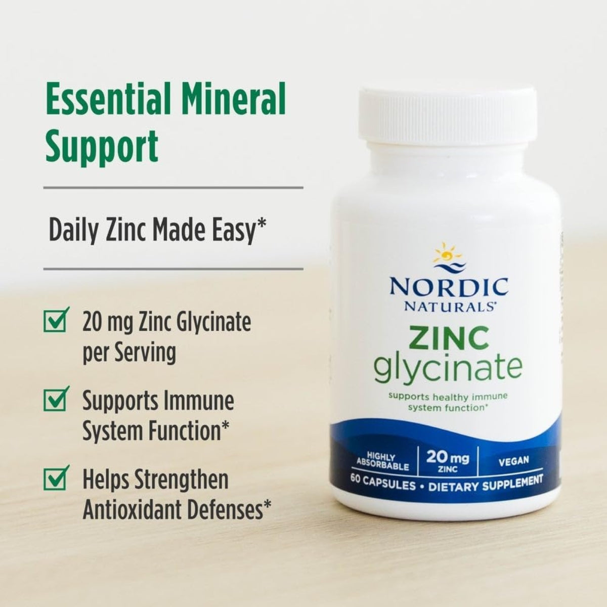 Zinc Glycinate 20 Mg 60 Capsulas Nordic Naturals