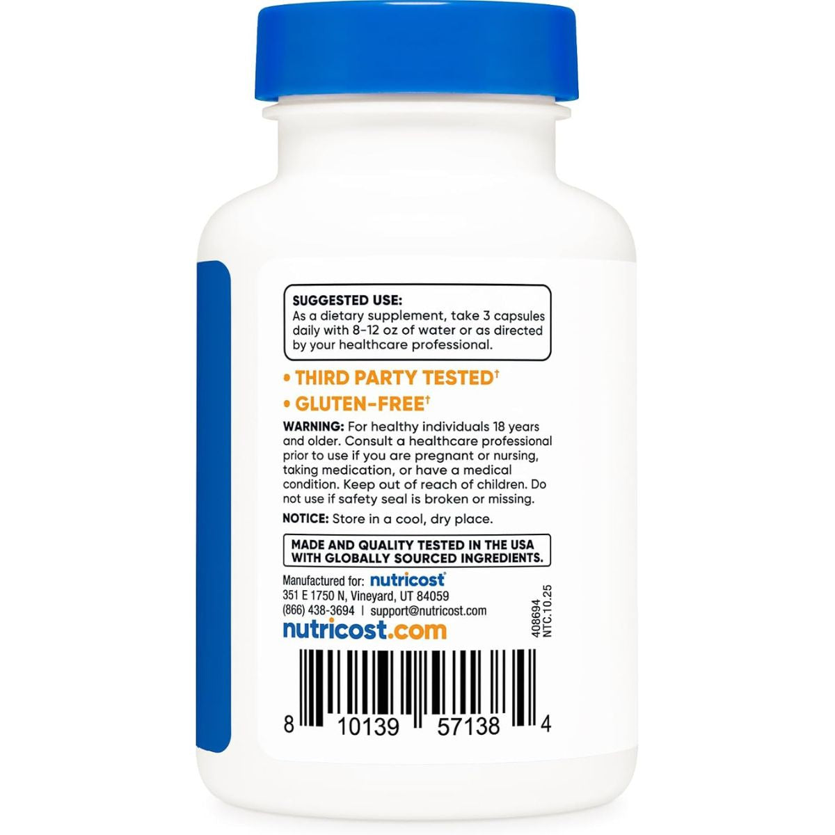 Glicinato De Magnesio 210 Mg 90 Capsulas Nutricost