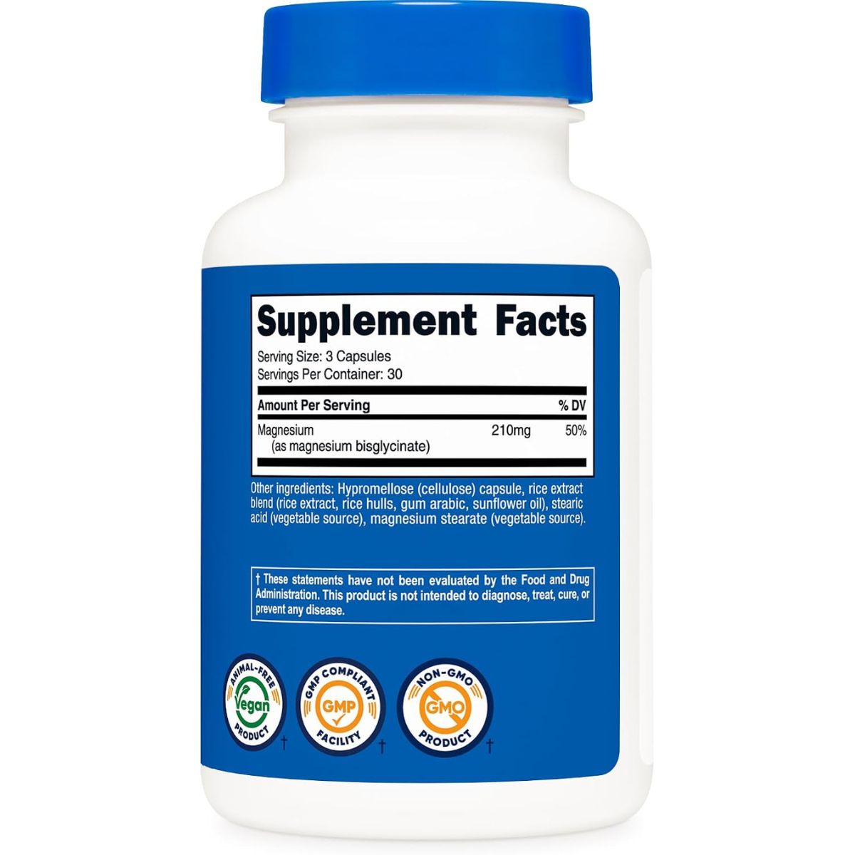 Glicinato De Magnesio 210 Mg 90 Capsulas Nutricost