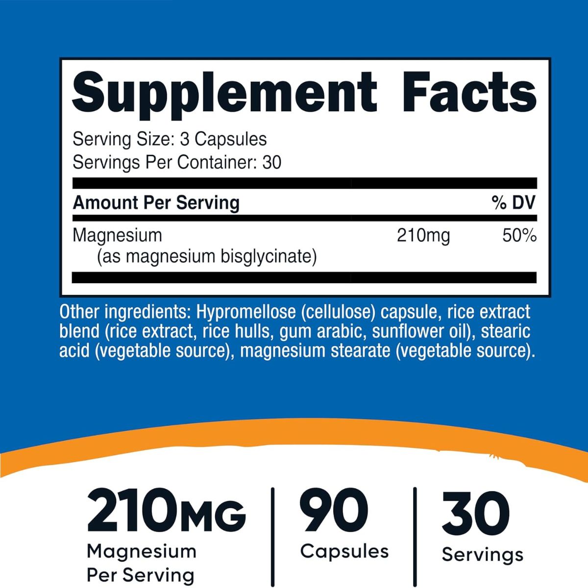 Glicinato De Magnesio 210 Mg 90 Capsulas Nutricost