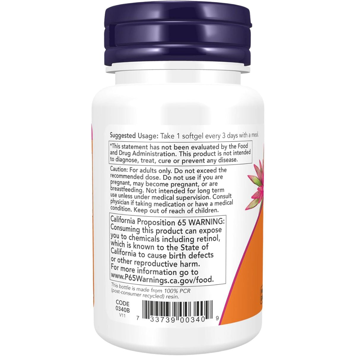 Vitamina A 25000 IU 100 7500 Mcg 100 Softgels Now