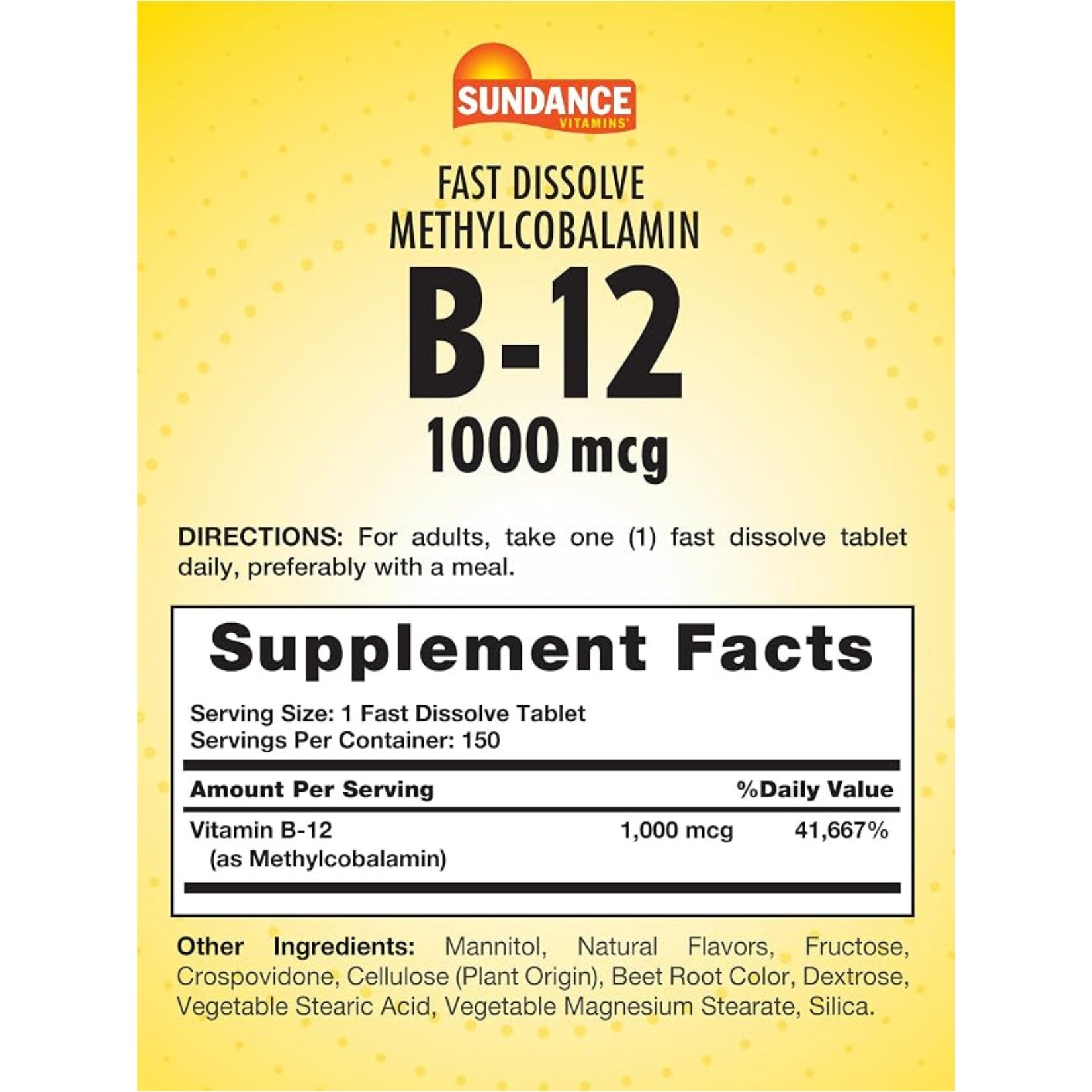 B 12 Metilcobalamina 1000 Mcg 60 Tabletas Sundance