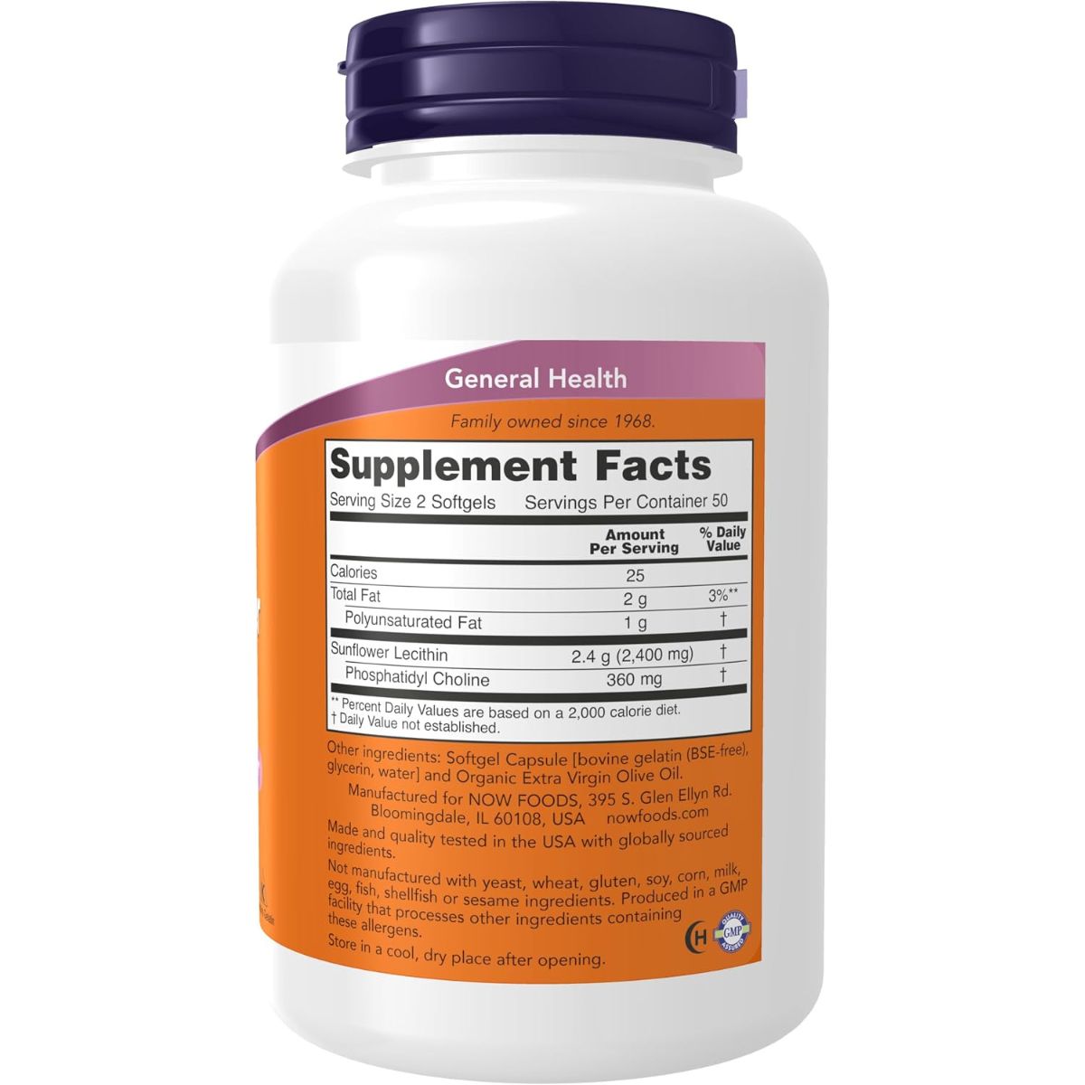 Lecitina De Girasol 1200 Mg 100 Sofgels Now