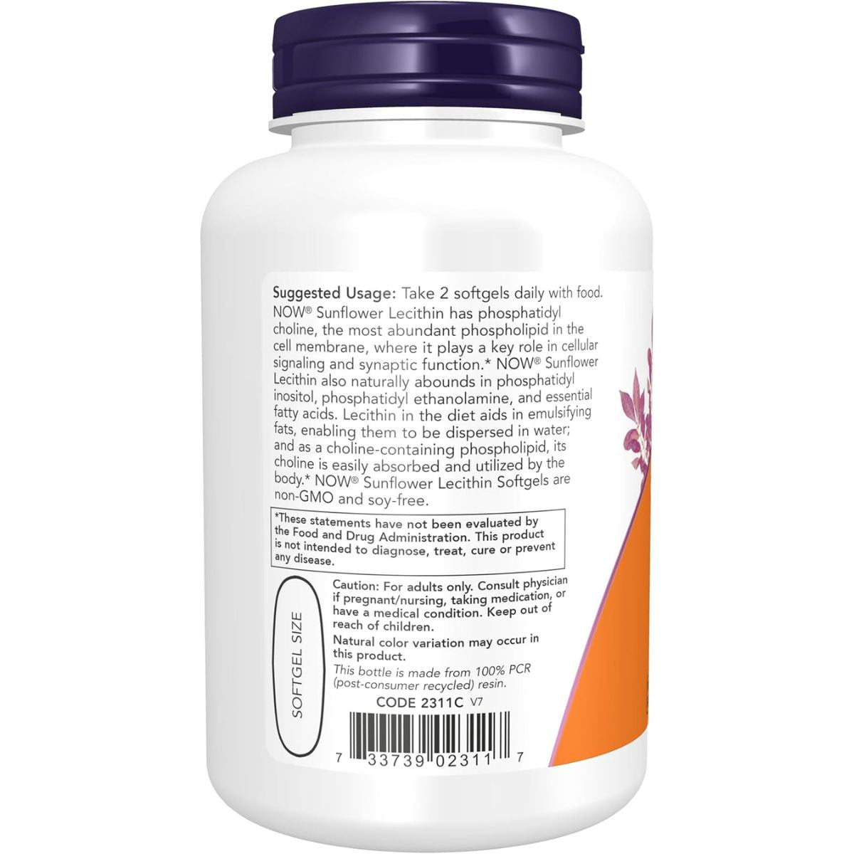 Lecitina De Girasol 1200 Mg 100 Sofgels Now