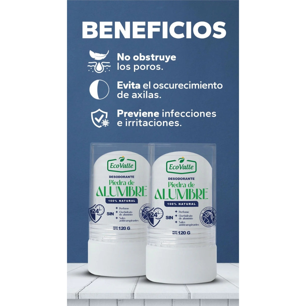 Desodorante Piedra de Alumbre x 120g Eco valle