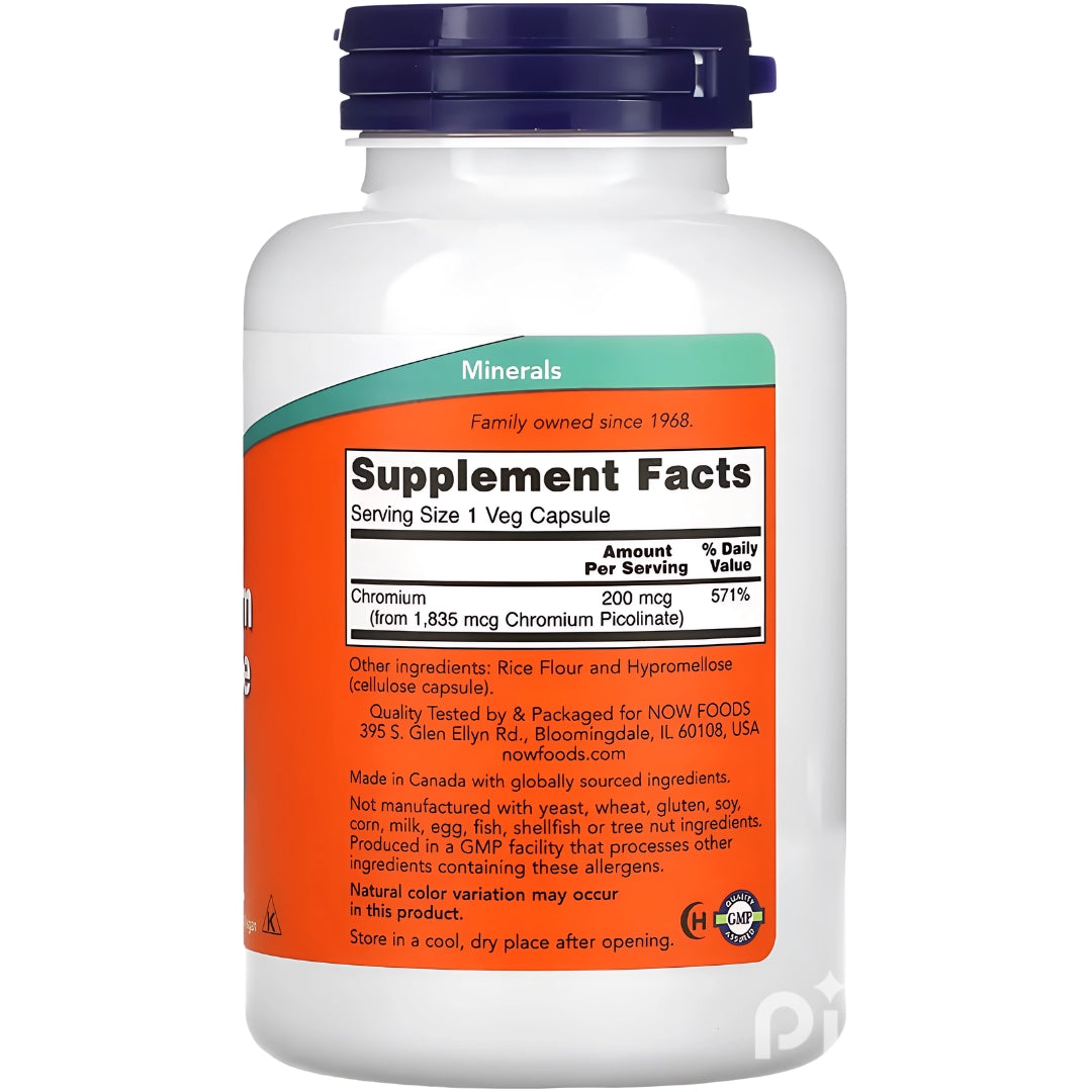 Picolinato De Cromo 200 Mcg 250 Capsulas Now