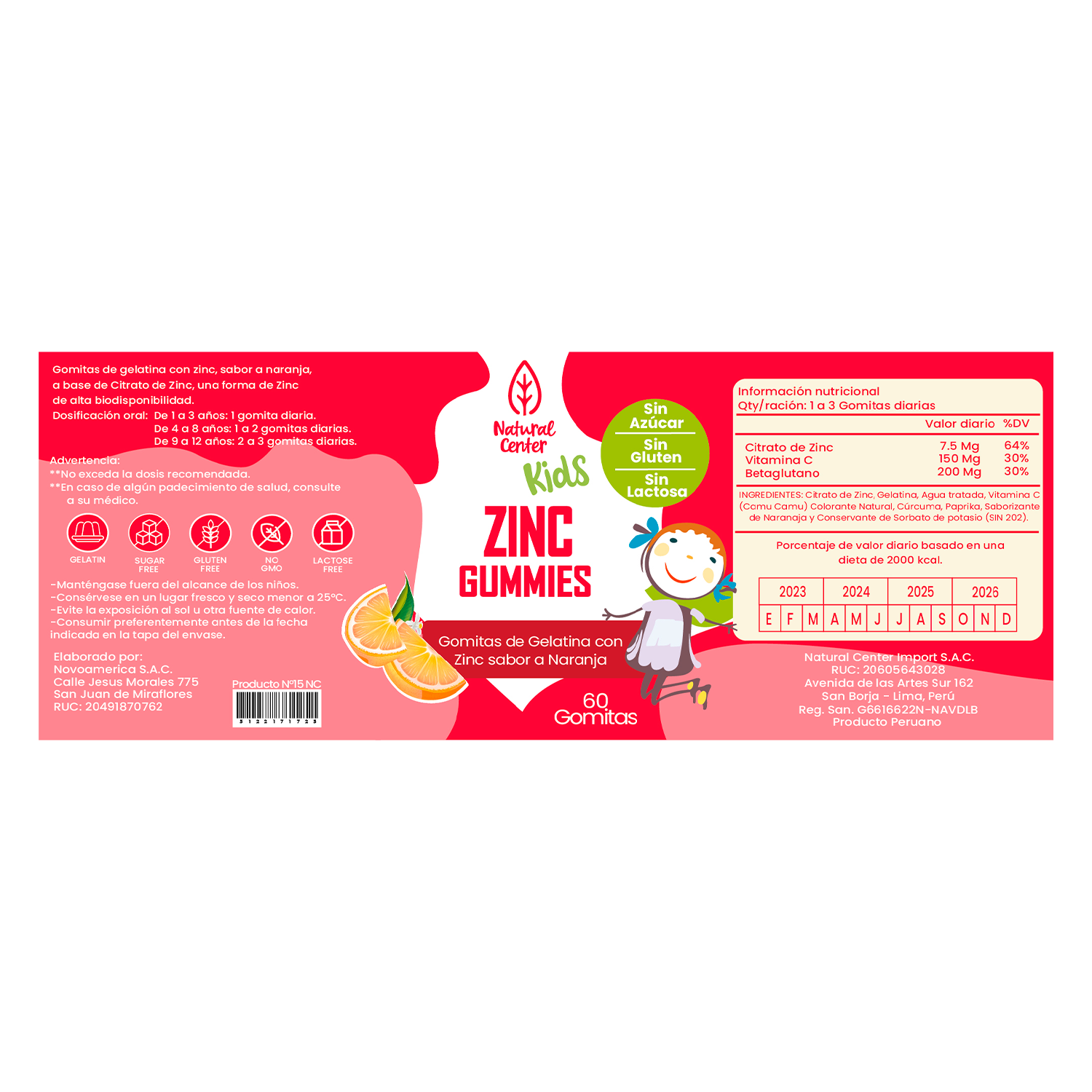 Gomitas De Zinc 60 Unidades Natural Center