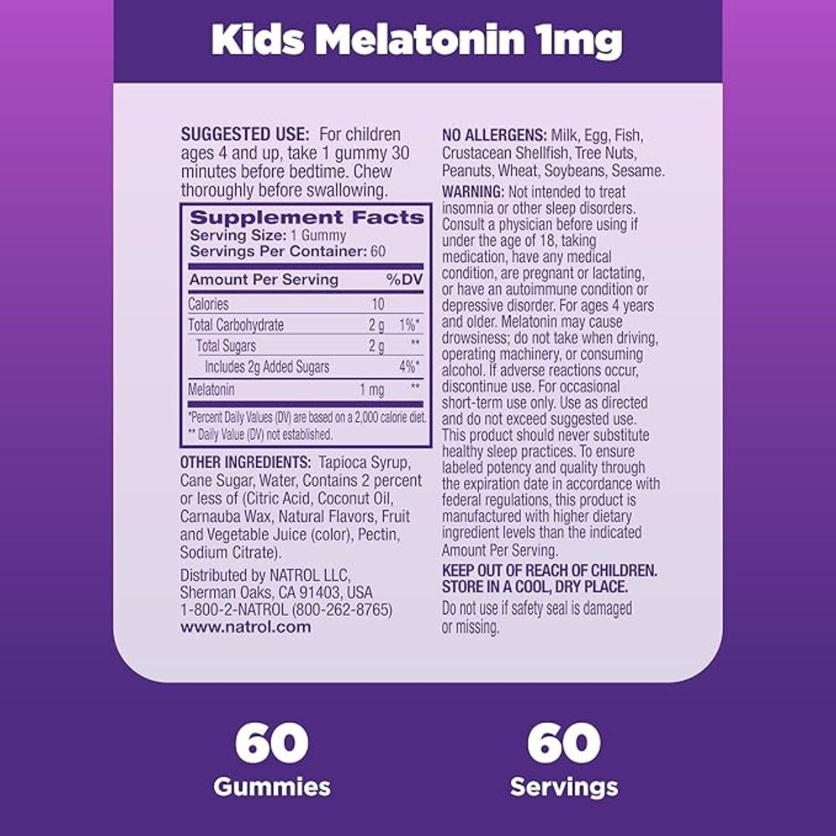 Gomitas Melatonina Kids 1Mg 60 Und Natrol