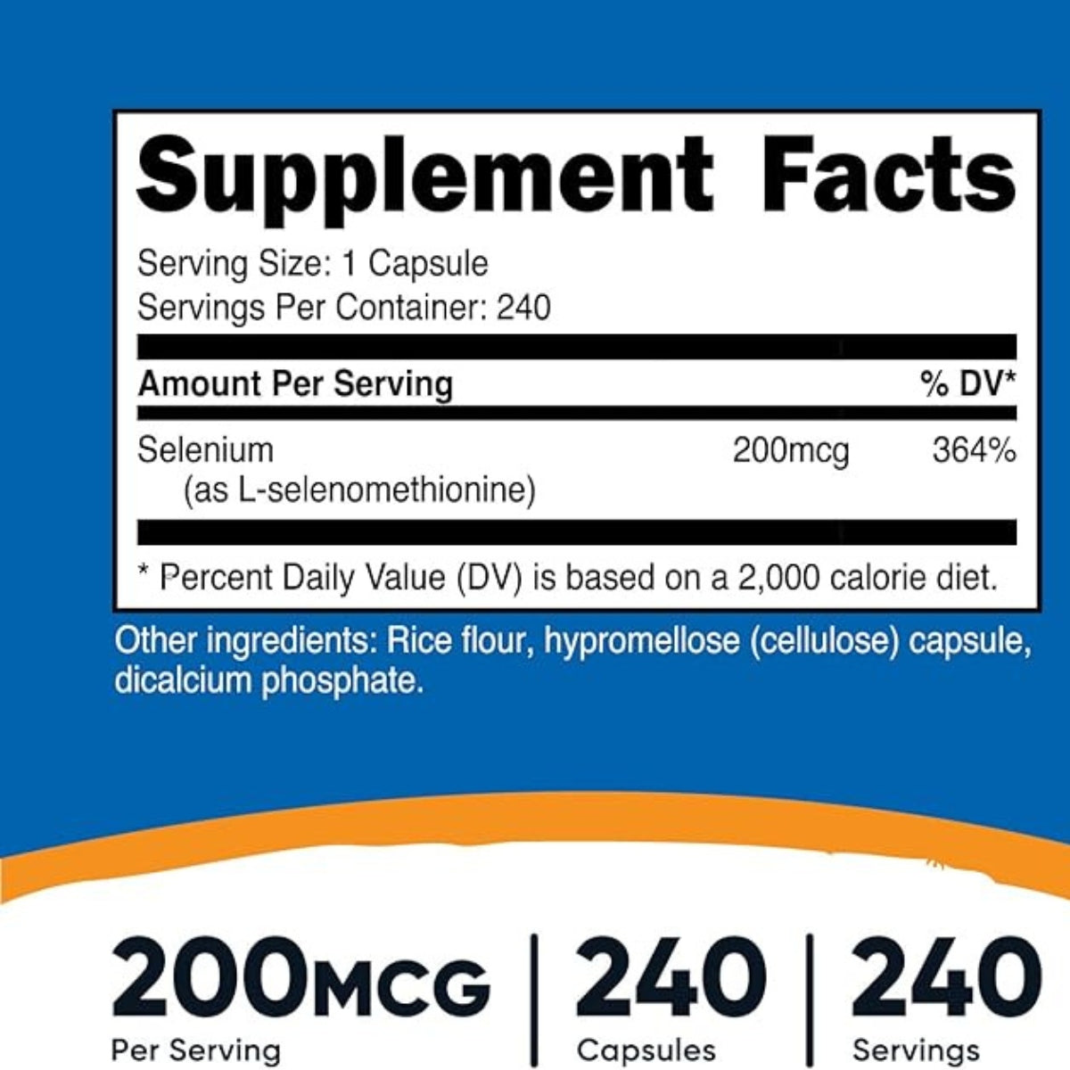 Selenium 200 Mcg 240 Capsulas Nutricost